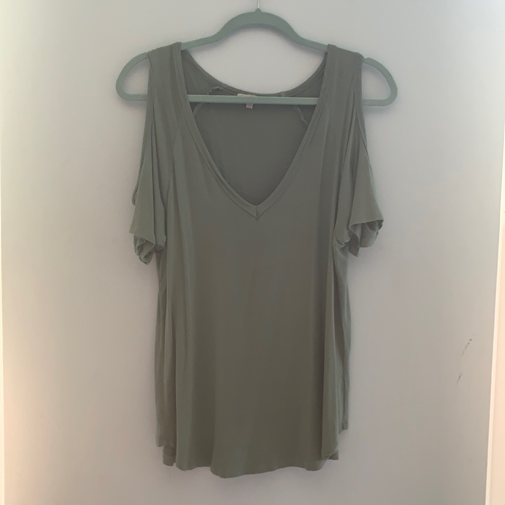 Green Cold Shoulder Top